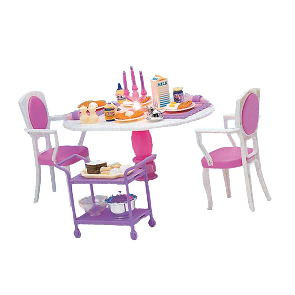 1/6 Dining Table Chair Foods for Dollhouse Dining Room Furniture Kit Action Figures Accessory