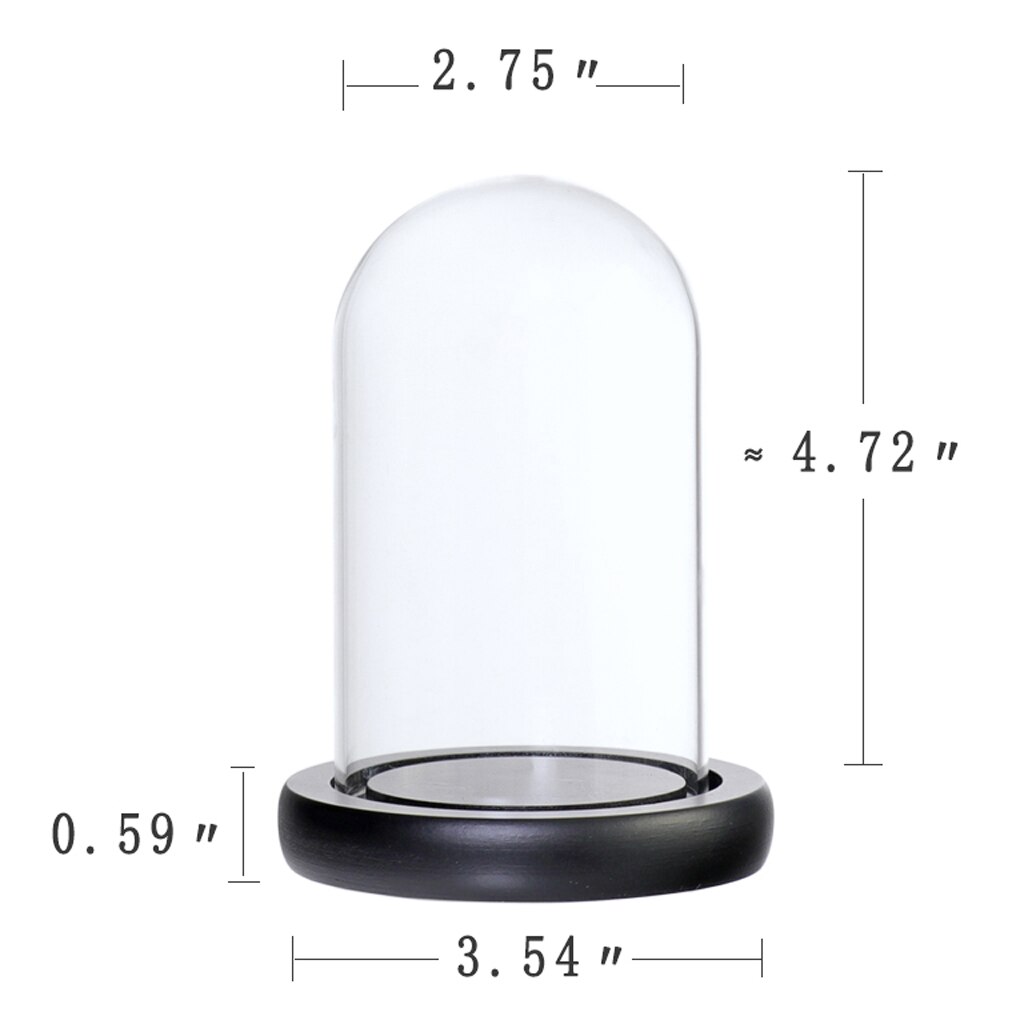 Glass Cover Dome Container with Base for Flower Rope Lights Party Cupcake Display Decor: Black A as describe