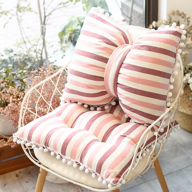 Boog Kussen Voor Stoel Home Decor Roze Grijs Cartoon Getuft Kussen Rugleuning Kussen Studenten Kinderen Meisjes Bureaustoel Kussen