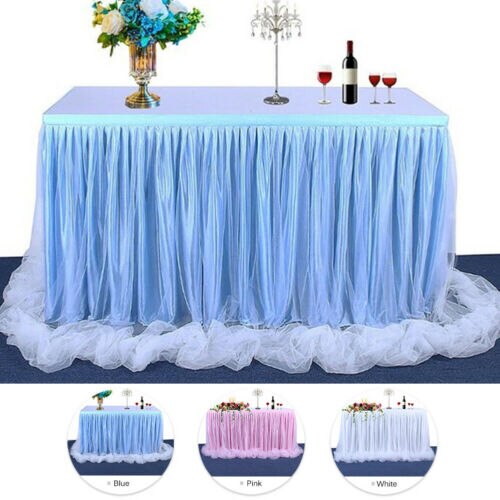 Tafel Rok Tule Kant Mesh Voor Bruiloften Feesten Partijen Events Wit Roze Blauw