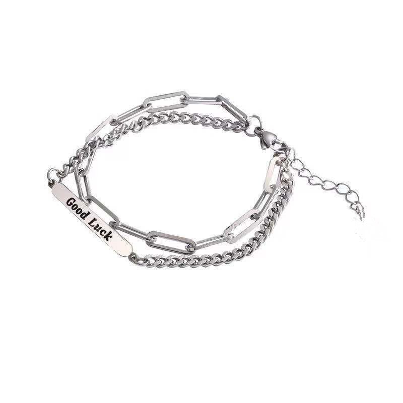 Vinden Me Eenvoudige Alloy Chain Armband Voor Vrouwen Multi Layer Hip Hop Tag Hanger Paar Armband Mode-sieraden Accessoires