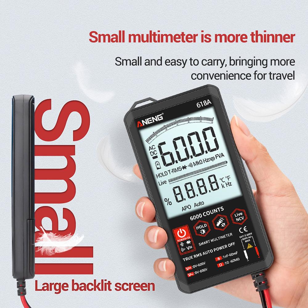618A Smart Touch Digital Multimeter DC/AC Analog Tester True RMS Transistor Capacitor NCV smart Auto/Manual Testers