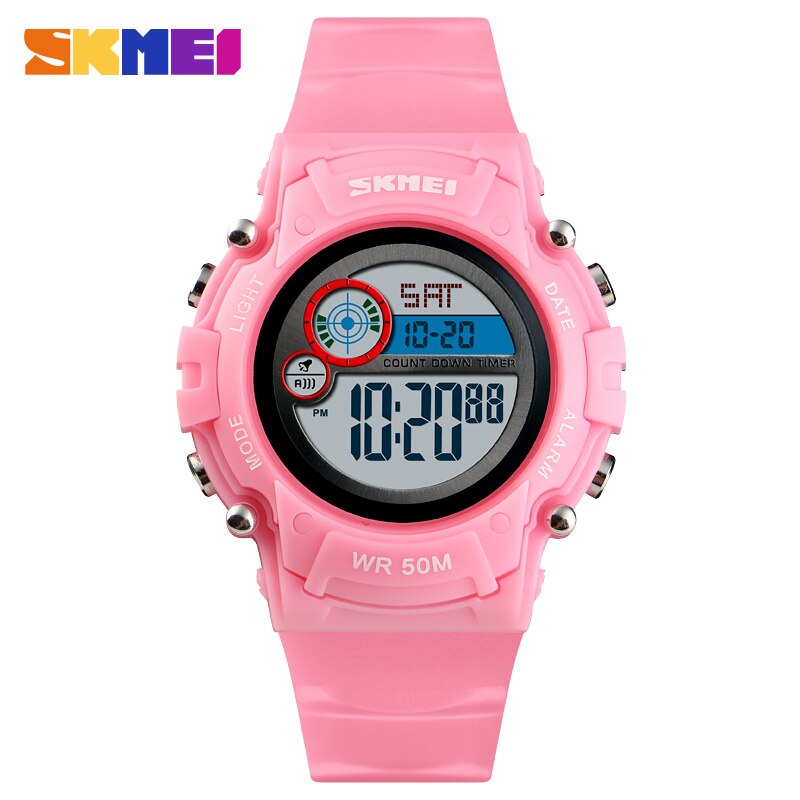 Skmei Kinderen Led Elektronische Horloge 50M Waterdichte Kids Digitale Horloge Chronograaf Countdown Sport Horloges Voor Boyer Meisjes: Pink watch