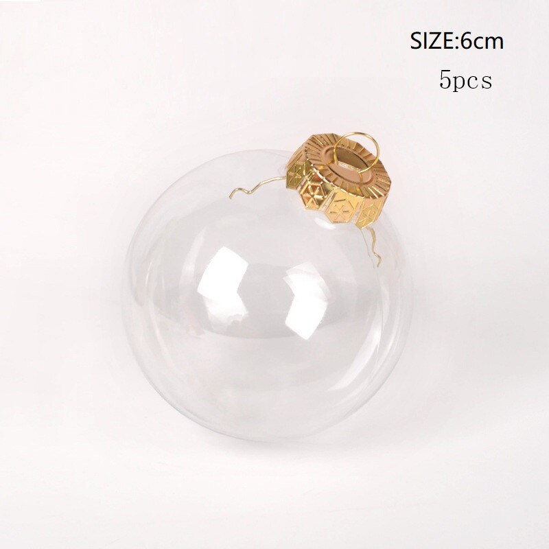 Przezroczyste świąteczne drzewo dekoracyjne kulki Diy urok otwarte plastikowe ozdoby cacko prezenty pudełeczko prezentowe domowe rękodzieło dekoracyjne: 5pcs Golden-6cm