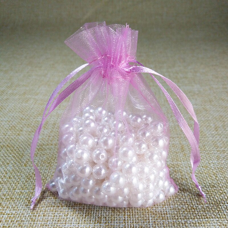 100pcs/lot 5x7 7x9 9x12CM Organza Bags Wedding Party Christmas Decoration Drawstring Bag Pouch Jewelry Packaging Bags