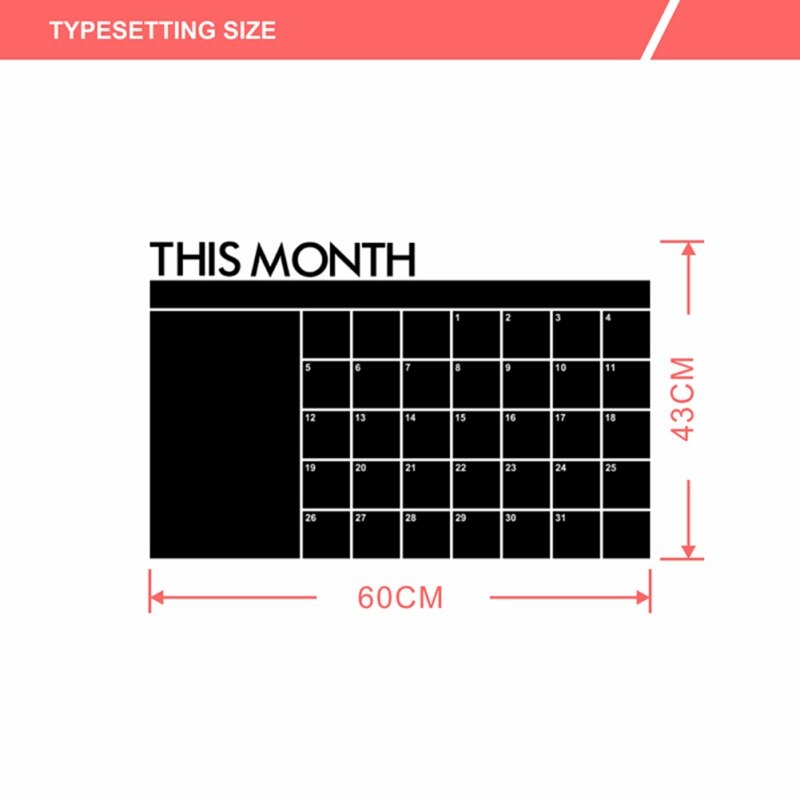 Month Calendar Chalkboard Removable Planner Wall Stickers Black Board Office School Vinyl Decals Supplies: S