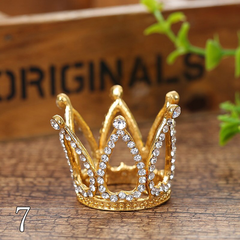 Mini Tiara encantadora, corona para pastel, Color dorado plateado, coronas de aleación, Princesa, suministros y decoraciones para fiestas,: 7