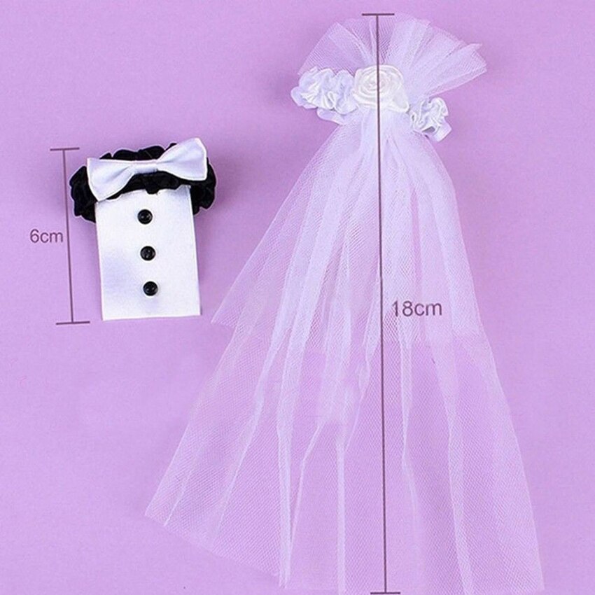 2pcs Toasting Decoration Bride&amp;Groom Tux Bridal Veil Party Wedding Mark Wine Glass Decor DIY Beautiful Decorations