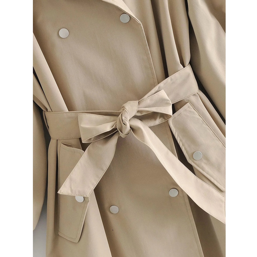 Damen Trenchcoat Mit Gürtel - Eleganter Zweireiher Für Frühling & Herbst