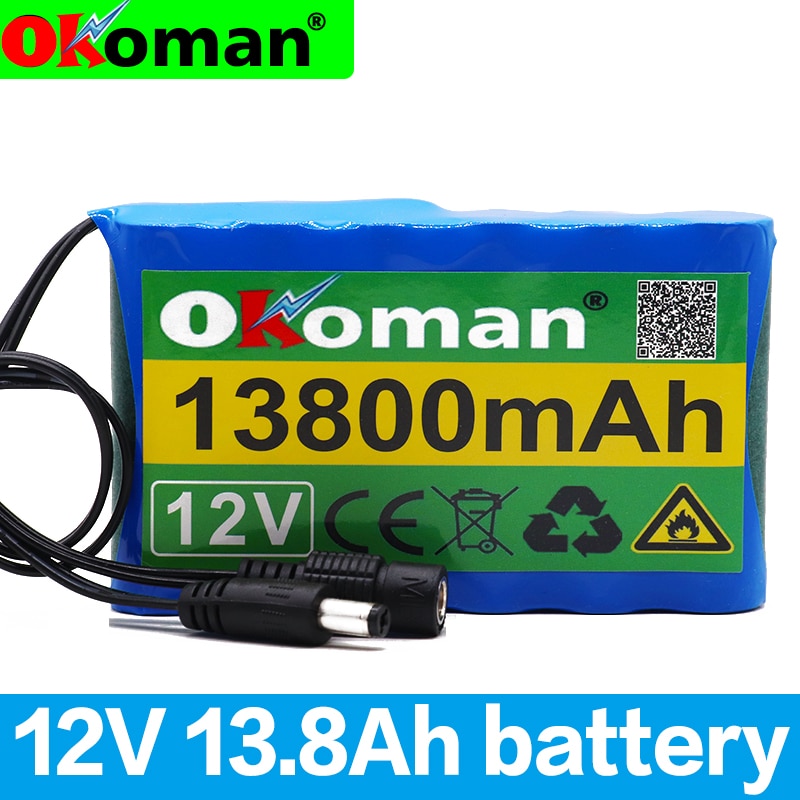 Originele Portable Super 12V 13800 Mah Batterij Oplaadbare Lithium Ion Batterij Capaciteit Dc 12.6 V 13.8Ah Cctv Cam monitor