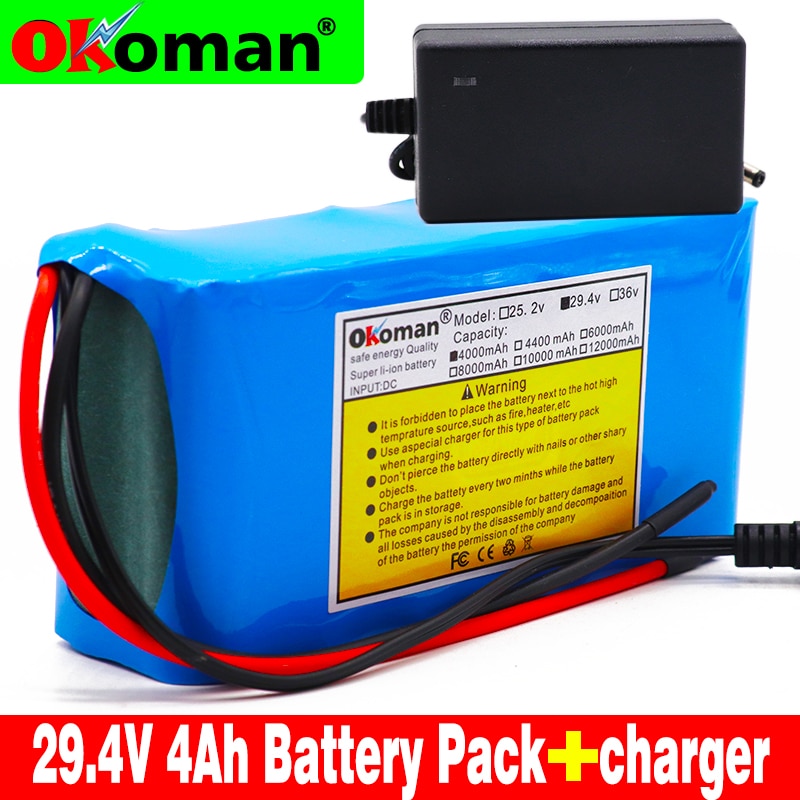 24V 4Ah 7S2P 18650 batterie li-ion batterie 29.4v 4000mAh vélo électrique cyclomoteur/électrique/lithium ion batterie + chargeur