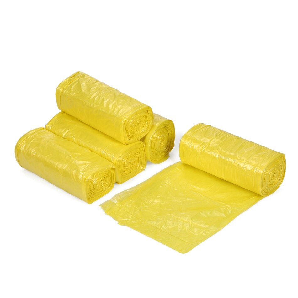 5 rullar 100 st plastsoppåsar soppåsar miljövänliga soppåsar för kök badrum hem hotell 18 " *20 ": Gul