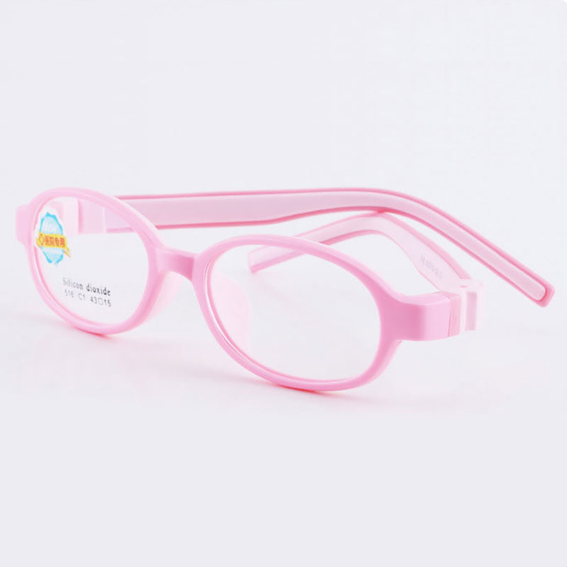 516 Child Glasses Frame for Boys and Girls Kids Eyeglasses Frame Flexible Eyewear for Protection and Vision Correction: Pink
