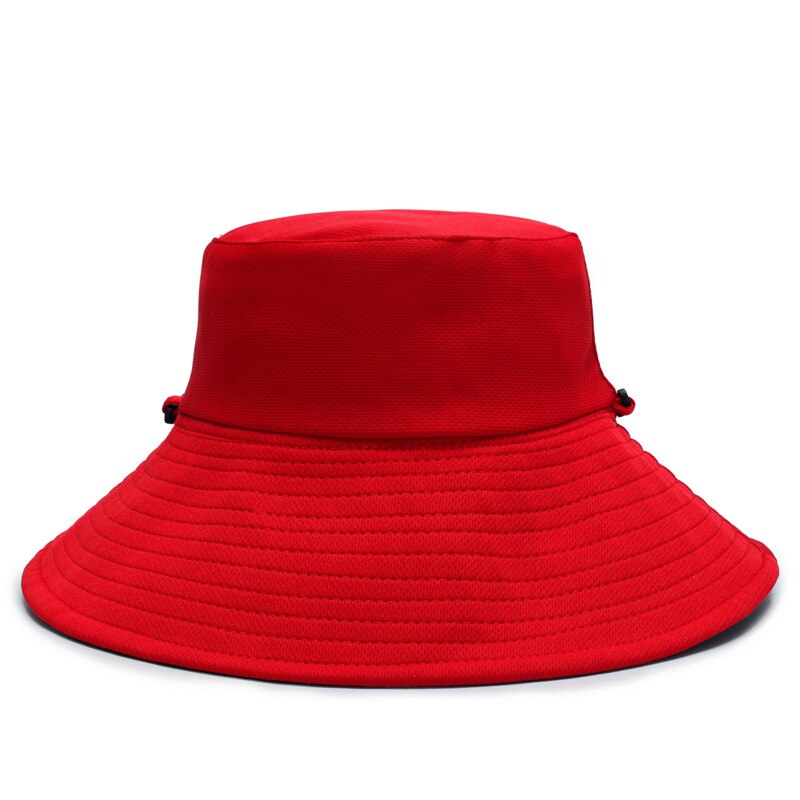Monochrome Visser Hoed Wilde Vrouwelijke Dubbelzijdig Met Winddicht Touw Zwarte Grote Hoed Mode Zonnehoed Zon hoed Zon Hoeden: Rood