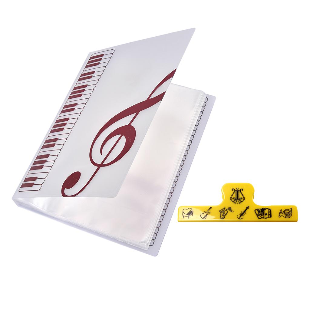 Ensemble de fichiers de partition de feuille de musique, stockage de Documents en papier, ensemble de clips de dossier transparents
