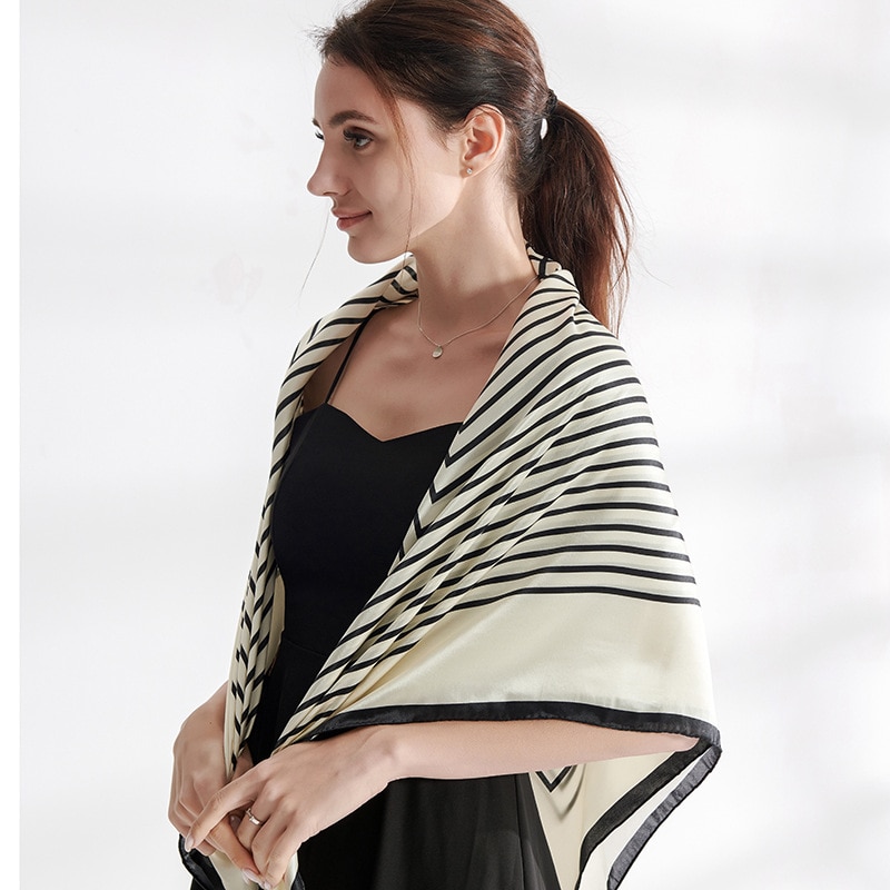 Nowe szale jedwabne/szale "geometryczne linie" waga ciężka satyna jedwabna jedwab szalik/duży szal