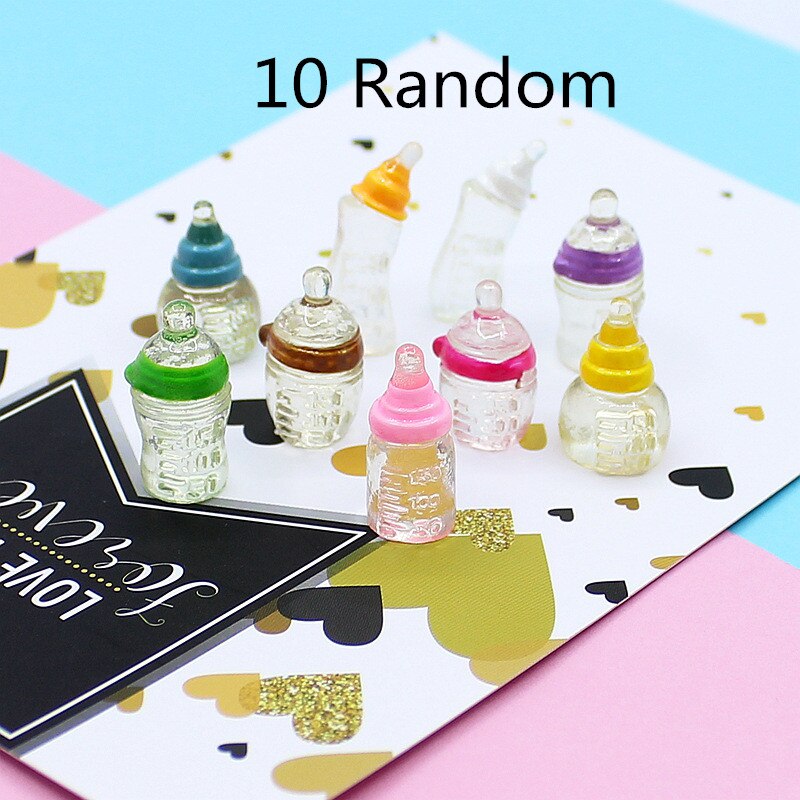 5/10Pcs/Lot Mini Milk Bottle Slime Charm Beads DIY Resin Accessory for Clay Phone Case Decoration Toy for Kids: 10 Pcs Mix