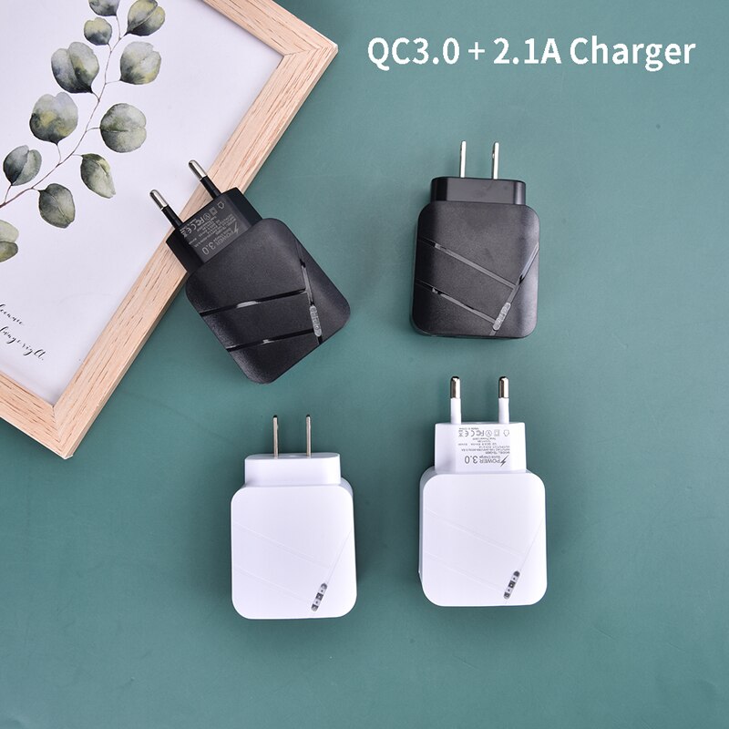 Dual USB Qc3.0 3a Usb+2.4a Usb Multi-Port Fast Charging Mobile Phone Charger Dual-Port US/EU Standard Fast Charging