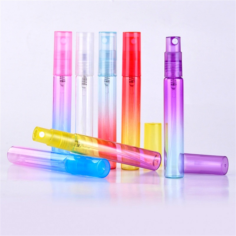 8ml mini draagbare kleurrijke glazen parfumflesjes met verstuiver, lege cosmetische containers voor reisvloeistofdispenserflesjes