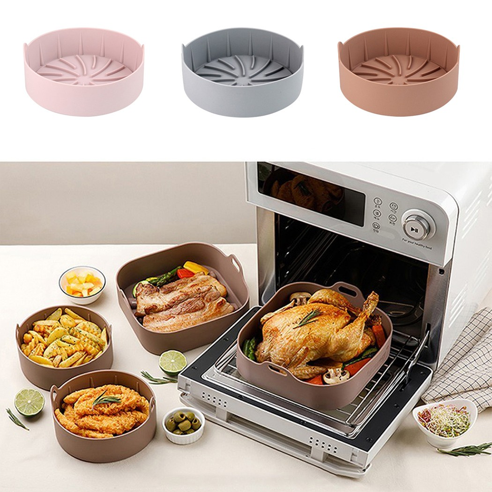Air Fryer Silicone Grill Pan Reusable Silicone Pot Baking Basket Pizza Plate Grill Pot Kitchen Cake Cooking Baking Tools