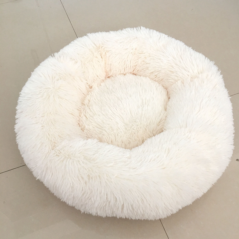 Lits de chien calmant confortable pour les grands petits chiens moyens chiot Labrador étonnamment chat guimauve lit lavable en peluche lit pour animaux de compagnie: white / 100cm-39in