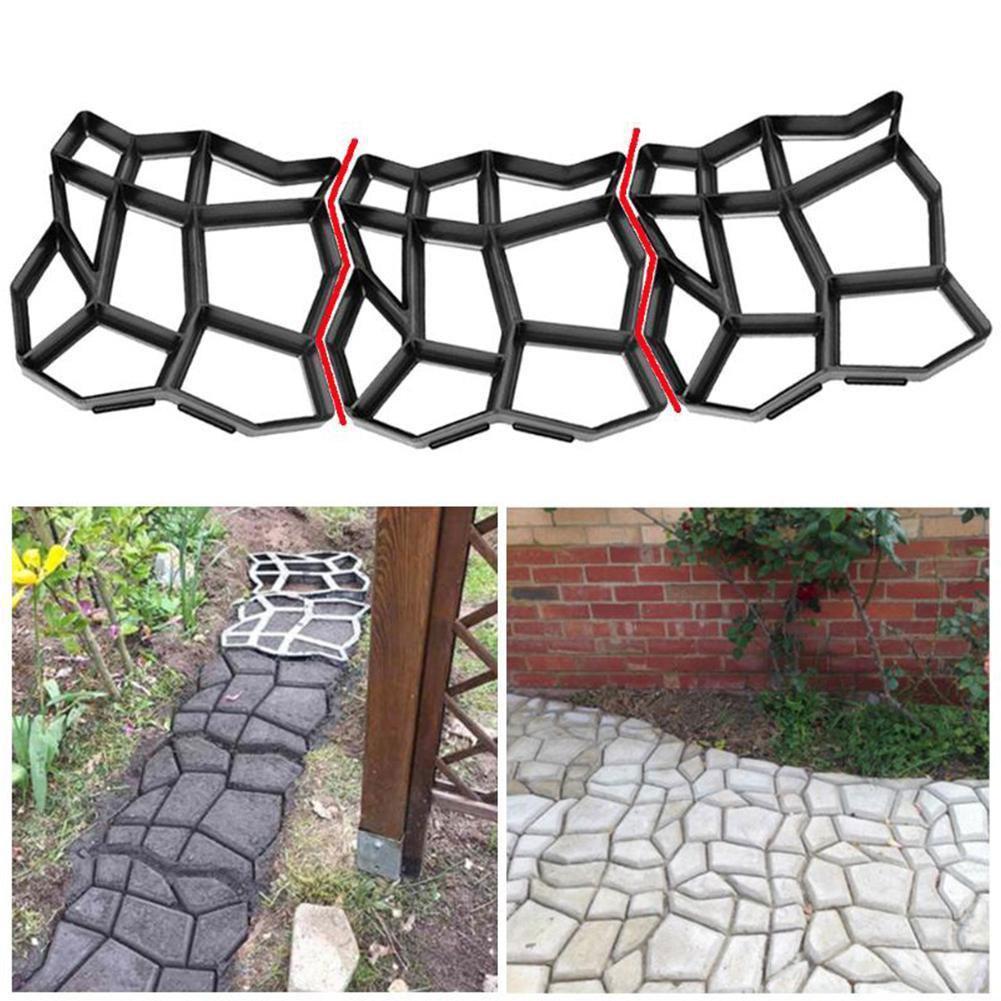 Concrete Molds Pave Garden ReusableDIY Plastic Paths Maker Concrete Stepping Stone Cement Mould Brick Molds Garden Stone Road