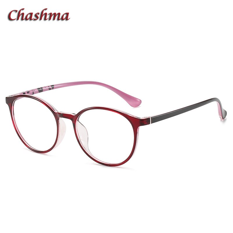 Women Round Frame Optical Eyewear Prescription Glasses for Girls Purple Retro Gafas Female: Red