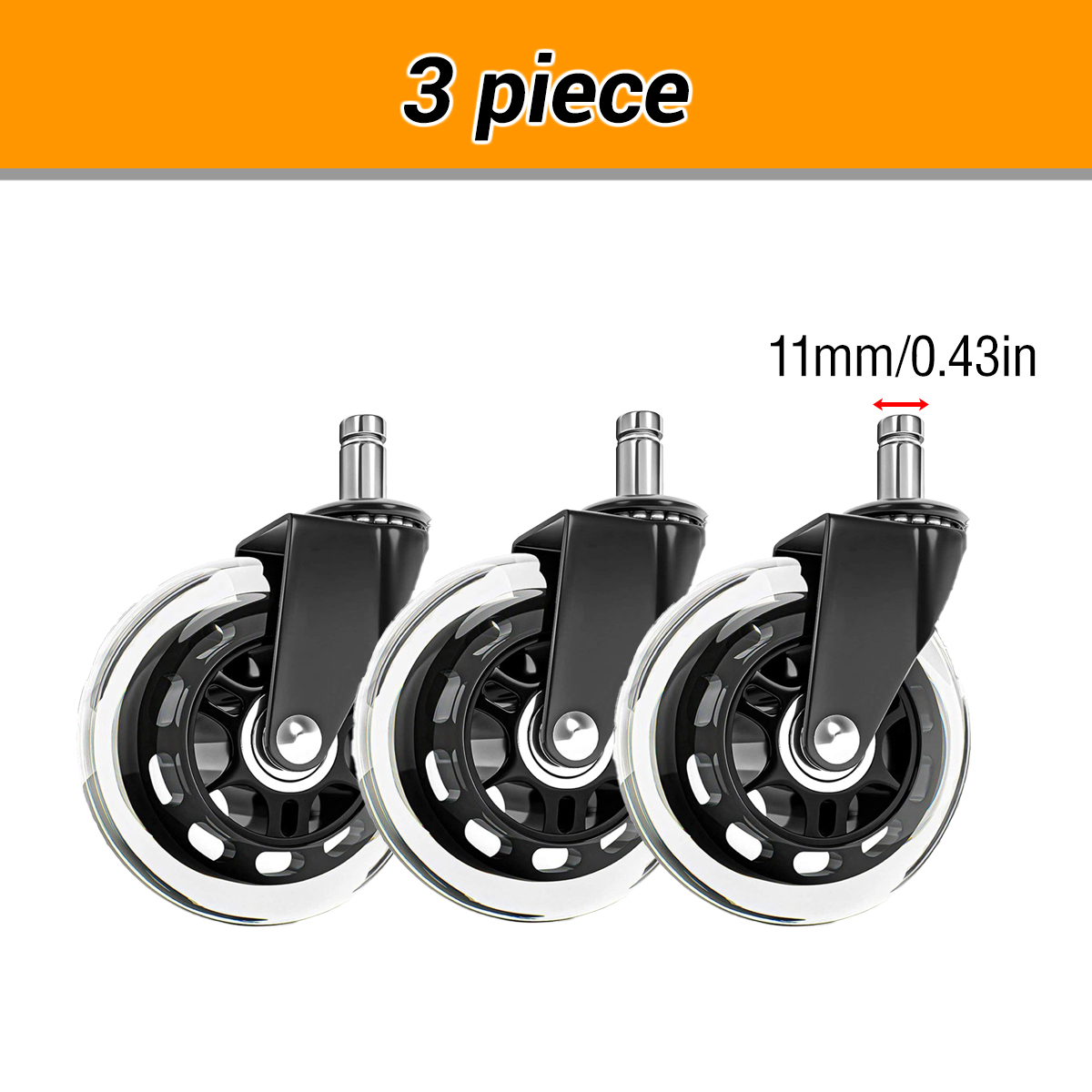 1-5Stck Universal- stumm Zauberer 50KG Rad 10mm 11mm Ersatz Bürostuhl Schwenkrollen 360 Grad Räder Möbel Hardware-: Gelb