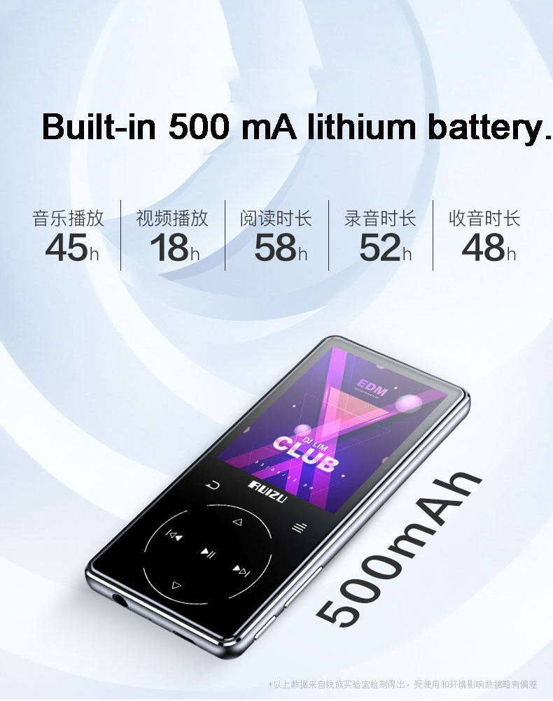 Original Ruizu D16 8G Metal Bluetooth MP3 player Bulit-in Speaker with FM radio voice recorder ebook Portable Video music player