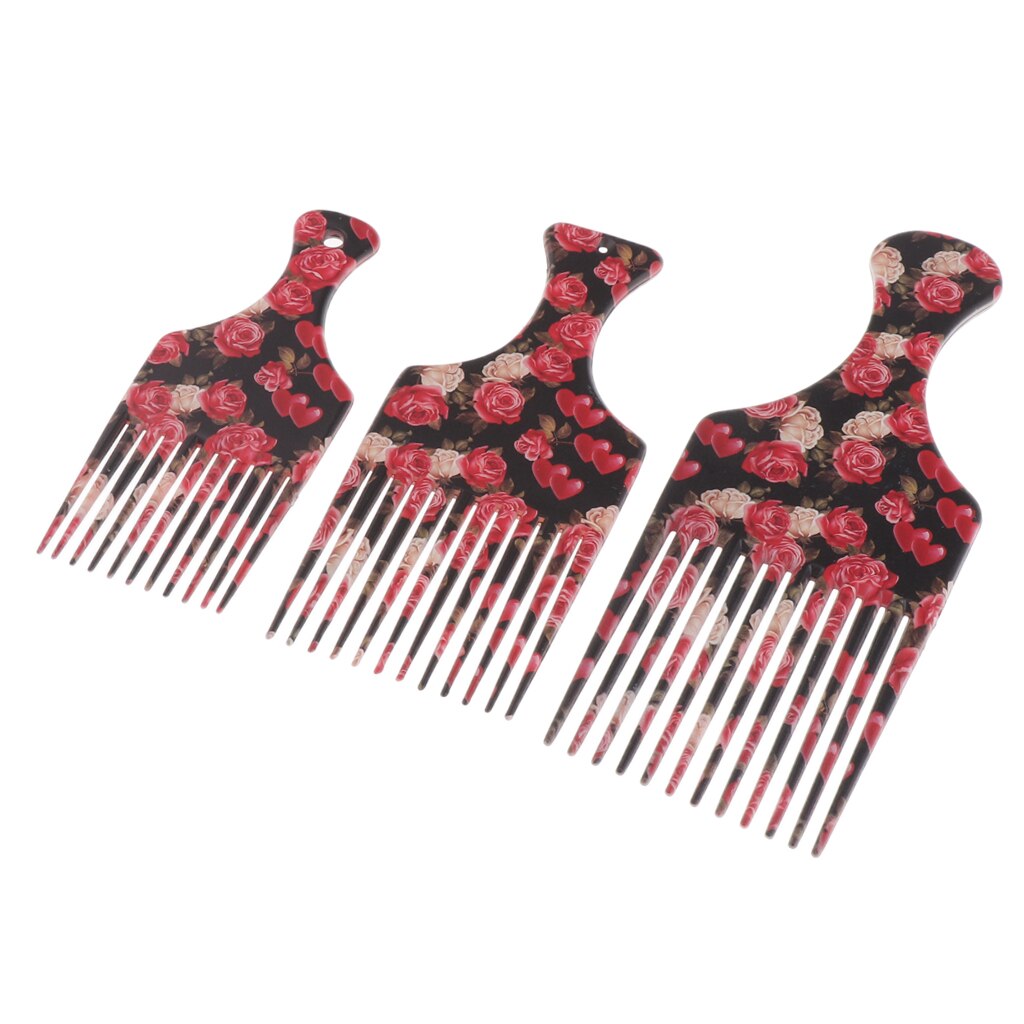 Peine de pelo Afro de mango largo, herramienta de cepillo de peluquería, peinado de espalda resbaladiza