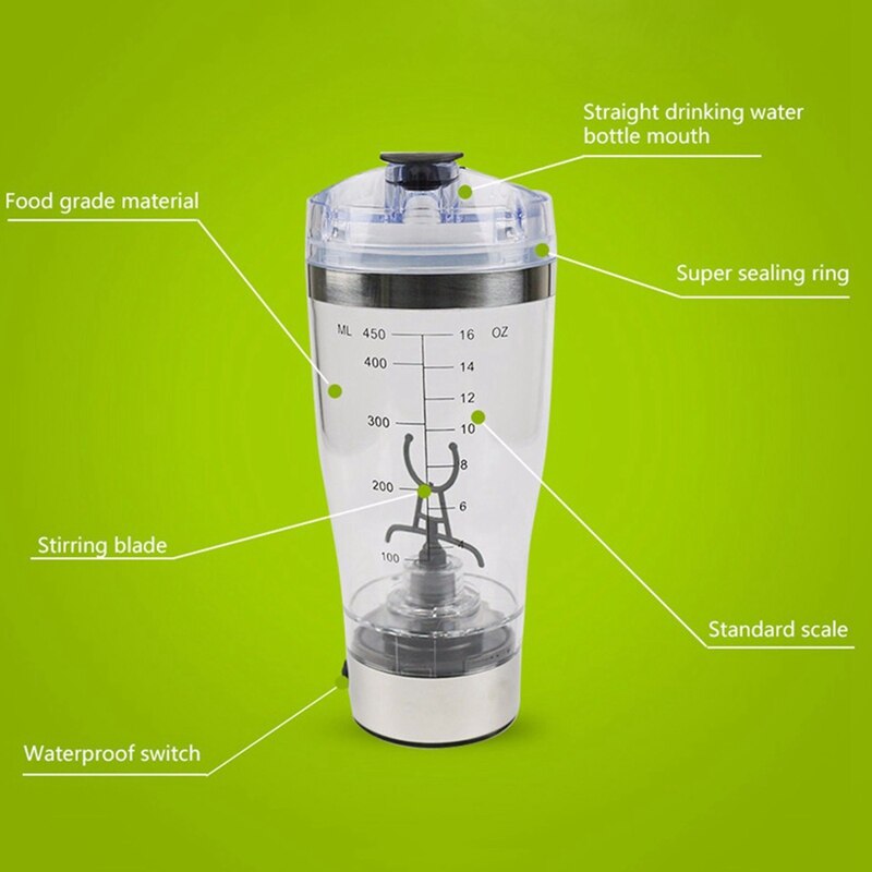 600ml Usb Protein Shaker Bottle Vortex Mixer Blender Portable Stirring  Blender Cup