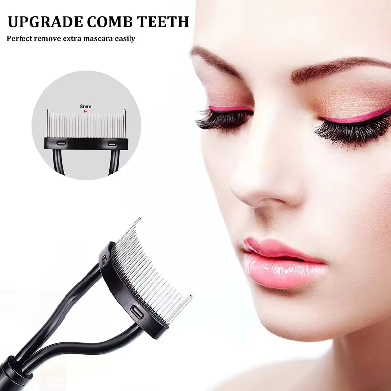 Eyelash Separator Metal Teeth Straight Eyelash Curler Beauty Makeup Stainless Makeup Tool Eyelash Brush Comb Mascara Curl