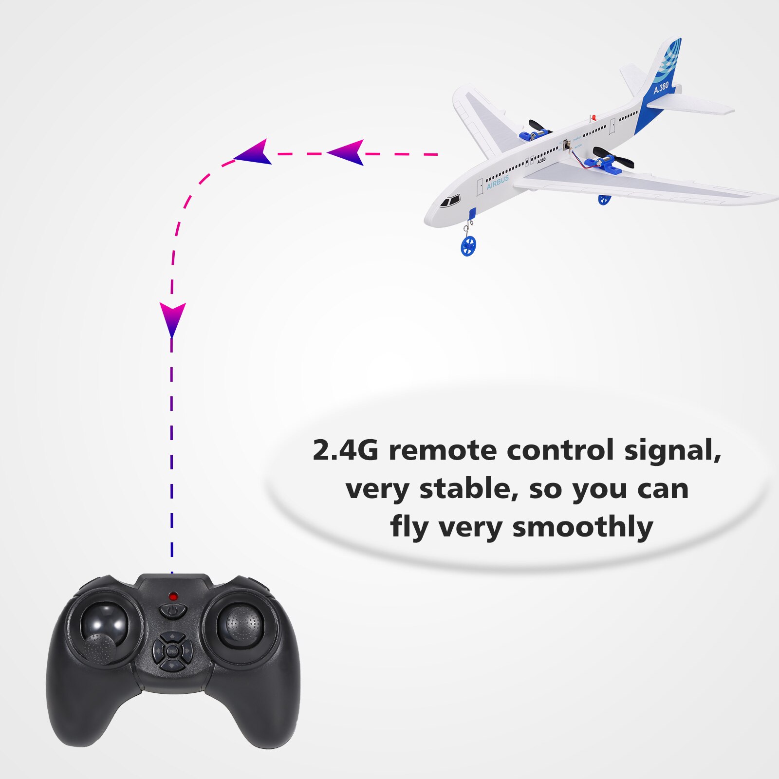 A380 RC Airplane 2.4GHz 2CH Small Plane DIY Flight Toys Foam RC Plane for RC Toys beginner