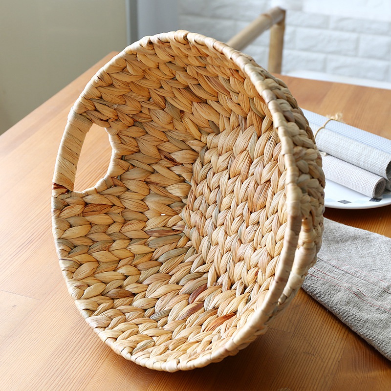 Cesta de almacenamiento de fruta con disco tejido de paja Natural, bandeja para snacks, semillas de melón, mesa, canasta de frutas, bandeja de almacenamiento de escritorio
