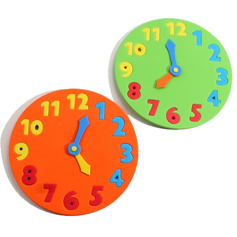 5pcs children EVA clock for learning time and hour/ Kids baby 18*18cm assemble timepiece for inserting educational toys