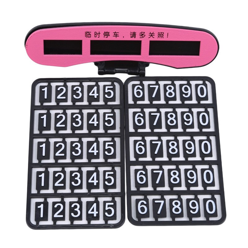 Auto Intrekbare Draaibare Tijdelijke Parkeerkaart Nachtlampje Tijdelijke Telefoonnummer Stop Teken Plaat Auto Styling Decor: Pink