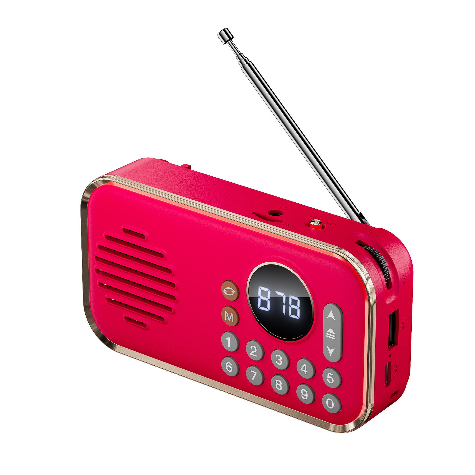 Wireless Stereo Bluetooth Speaker with Multi-band Radio Function HIFI Sound Support BT U Disk TF Card Mini Portable Super Bass: Red