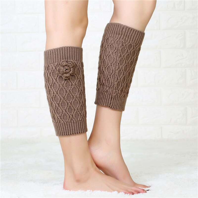 Handgemaakte Bloemen In Buis Voet Cover Gebreide Warm Boot Cover Dames Herfst En Winter Wollen Garen Beenwarmers Sokken effen