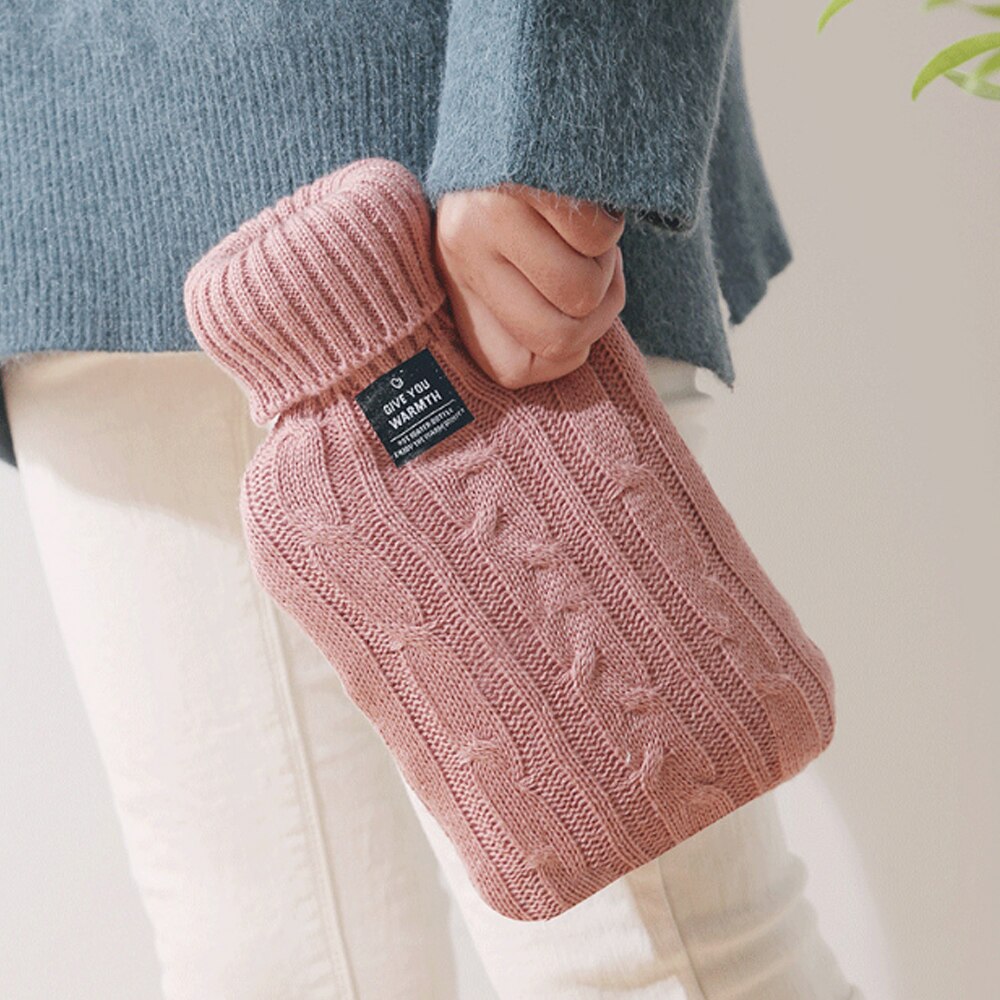2000ml Water Bottle Knitted Cover Solid Color Water-filled Bag Cloth Cover Hand Warmer Winter Soft Water Bottle