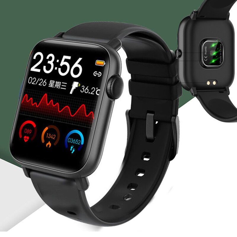 Lntelligent Polsband Temperatuur, Bloeddruk En Hartslag Monitoring Multi Functie Full Touch Knop Display Horloge