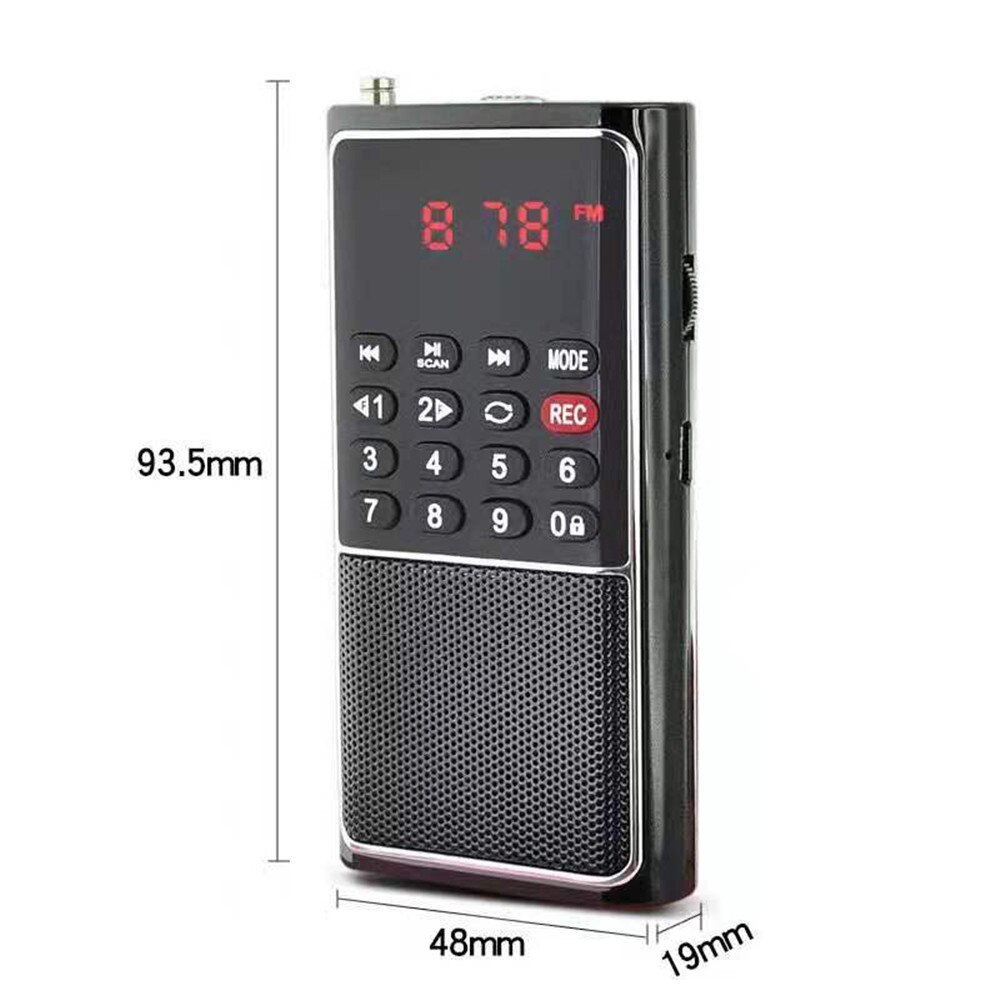 Mini Portable FM Radio Handheld Digital Display Multifunctional TF Speaker USB MP3 Player Rechargeable Upgraded With Antenna