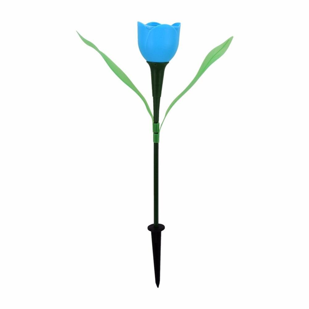 Lámpara Solar de tulipán para exteriores, luz multicolor impermeable para decoración de césped, camino de jardín, patio, 1 ud.: Blue