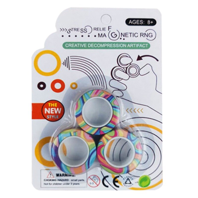 3 sztuk zabawki typu Fidget antystresowy śmieszne Fidget Spinner bransoletka magnetyczna pierścień rozpakować zabawki magiczny pierścień rekwizyty narzędzia stres stres zabawki: NO.1729