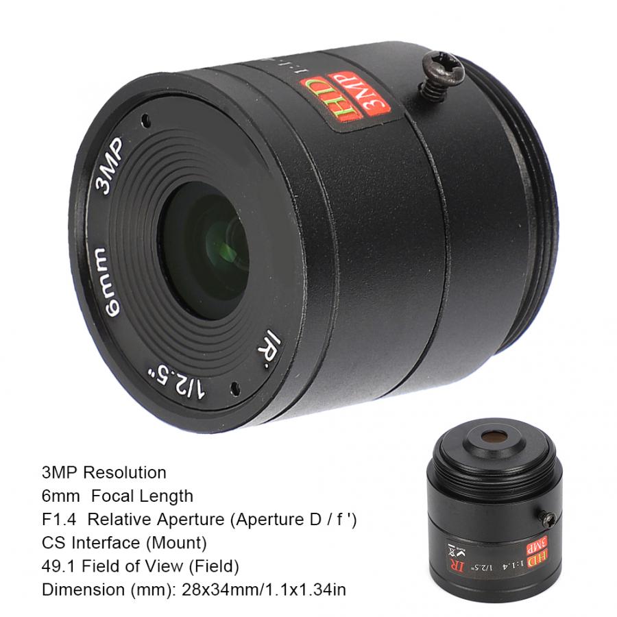 6mm 3MP HD F1.4 1/2.5 CS Mount CCTV Lens for Camera
