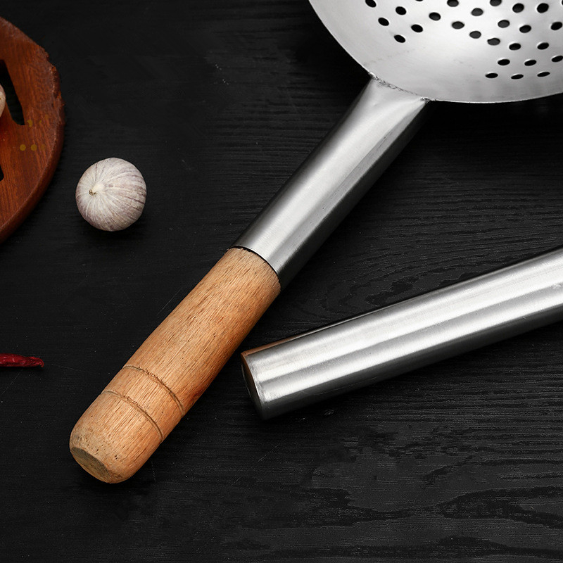 Colador grueso de acero inoxidable 304 con mango largo, tamiz grande para albóndigas, harina y fideos, espumadera, cuchara de cocina