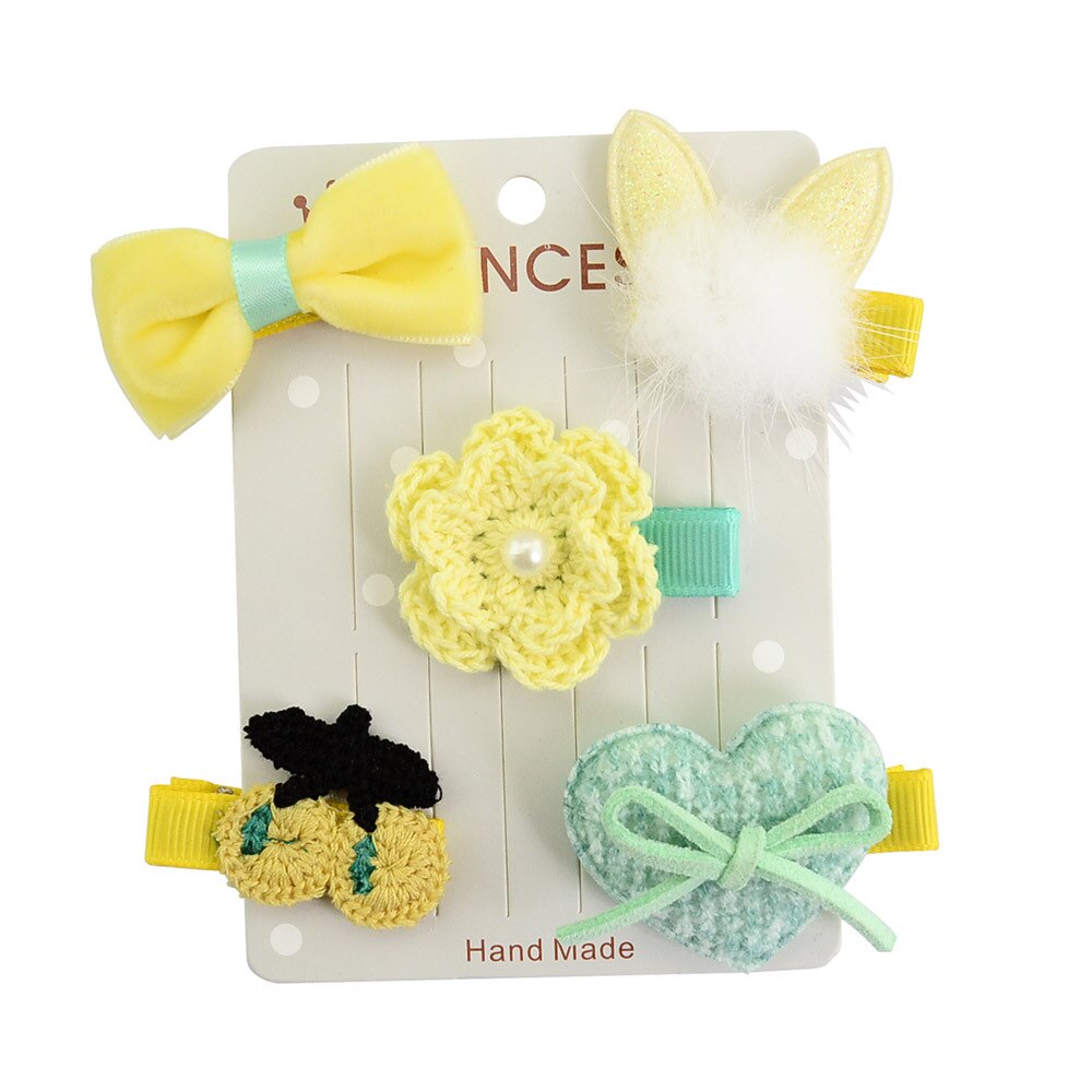 5 teile/satz 5 Farben Kinder Baby Mädchen Kleinkind Kaninchen ohren Form Haar Clip Bogen Blume Mini Barrettes Party Star Kinder haarnadeln: 03