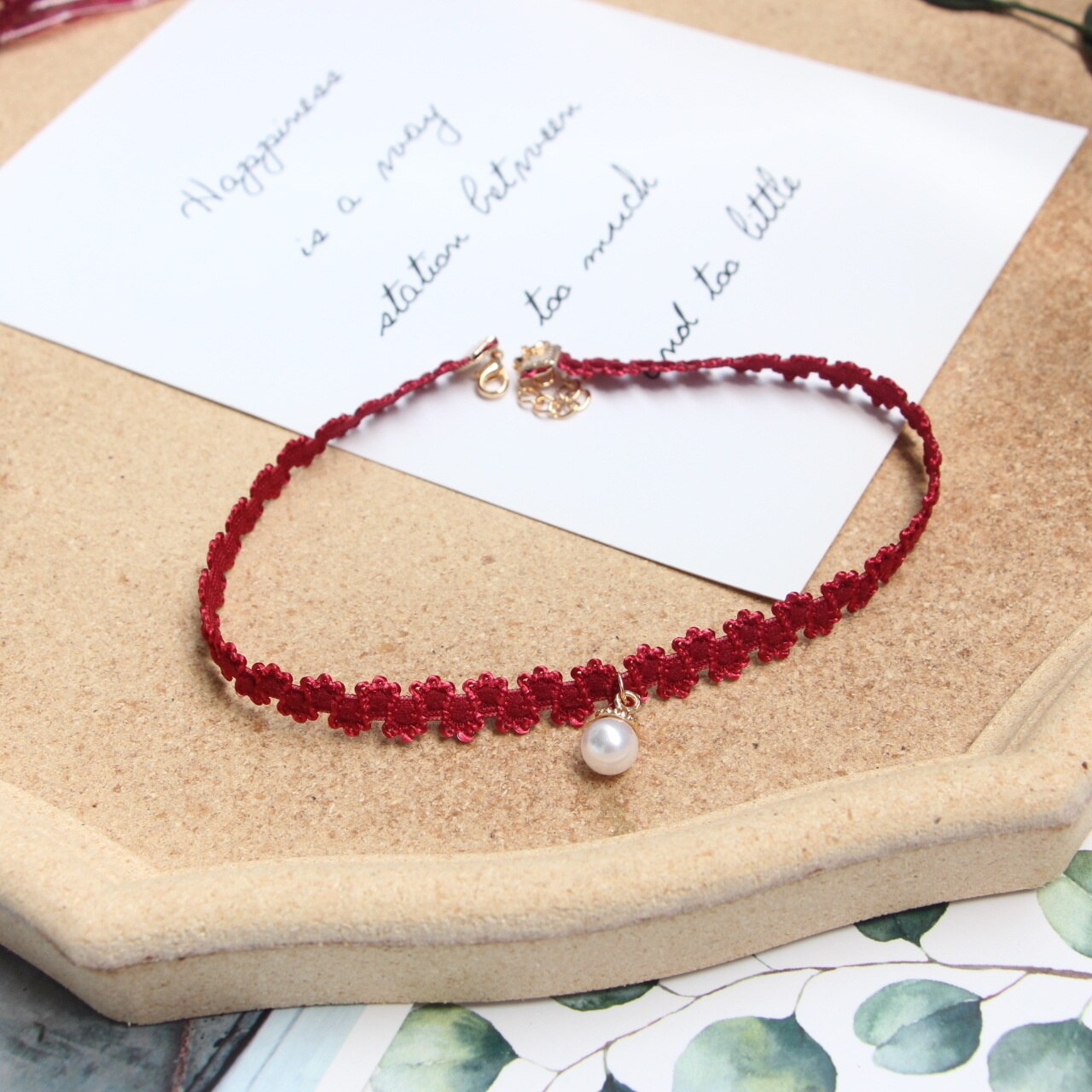 Kwiat koronkowa krawędź szyi łańcuszek robić obojczyka moda damska temperament Super bajkowe słodki rękojeść czerwony choker naszyjnik dziewczyna akcesoria: xl706