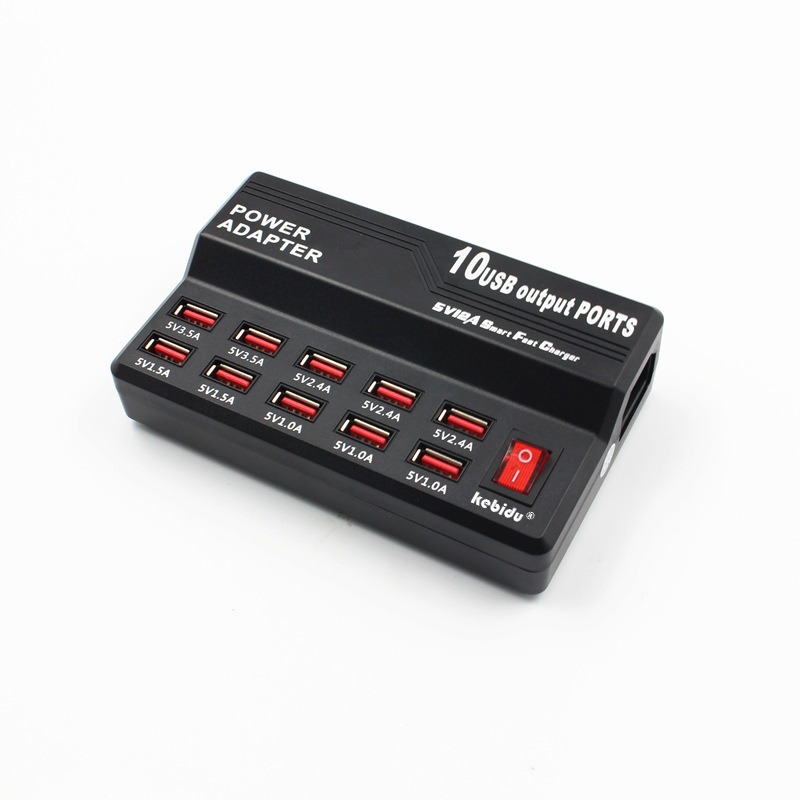 Kebidu 5v/12a 10- port usb-schnellladegerät, hochgeschwindigkeits-mehrfachladebuchse für smartphones, tablets und pcs