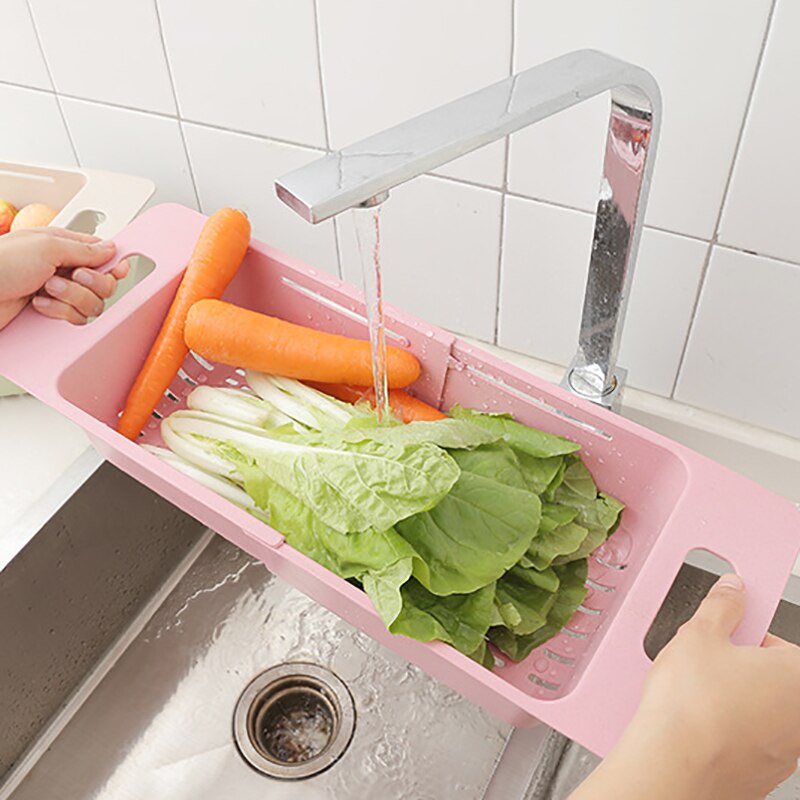 Évier Végétale Réglable Porte-Fruits Plat Séchage Grille Paille Vidange Panier De Rangement De Cuisine Vaisselle Rack De Stockage Panier de Lavage
