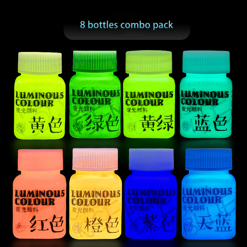 Fluorescent Acrylic Glow In The Dark Paint Brightness Luminous Student Hand Painted DIY Textile Wall Light Absorbing Pigment: Orange